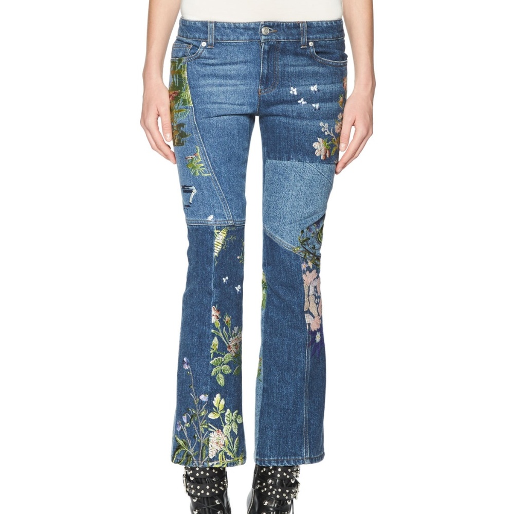 NWT Alexander McQueen Floral Embroidered JEAN 4